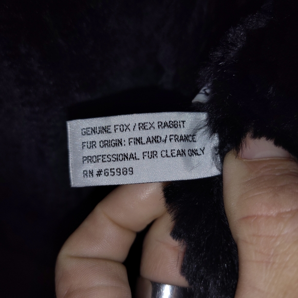 Women's Black Fur Coat Authentic Genuine Fox & Rex Rabbit 100% - Picture 9 of 16